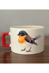 Tatlı Kuş Baskılı Fincan Kupa Bardak Hediyelik Eşya - Seramik Çay, Kahve Hediye Bardağı